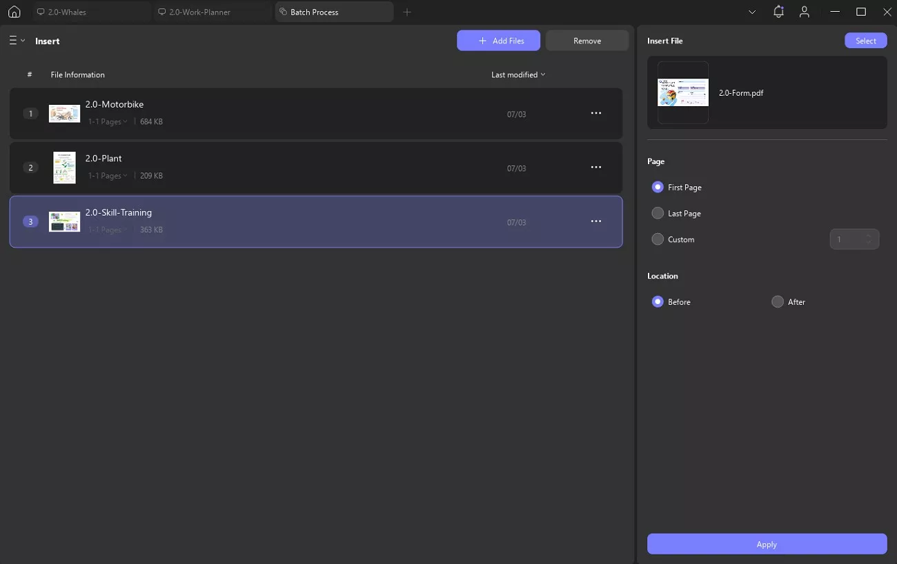 batch insert pdf documents 
