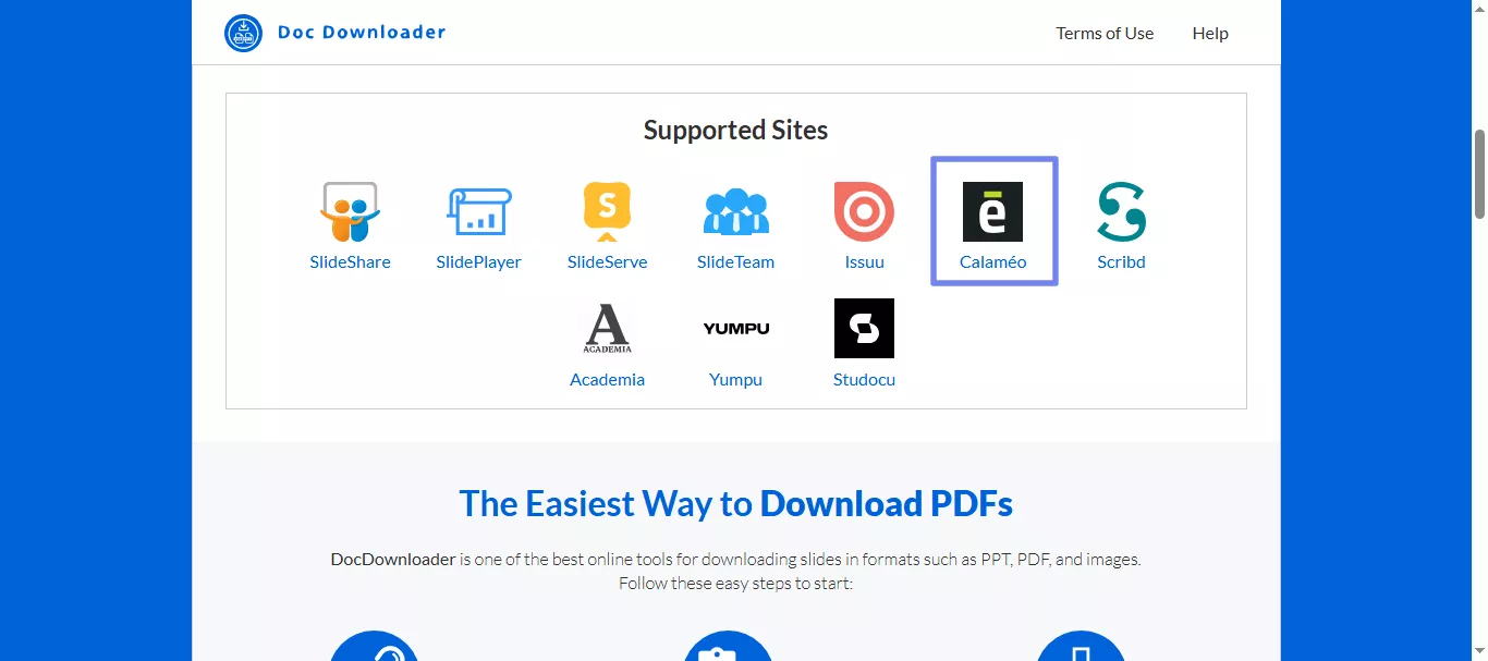 visit the website and select calameo mydocdownloader