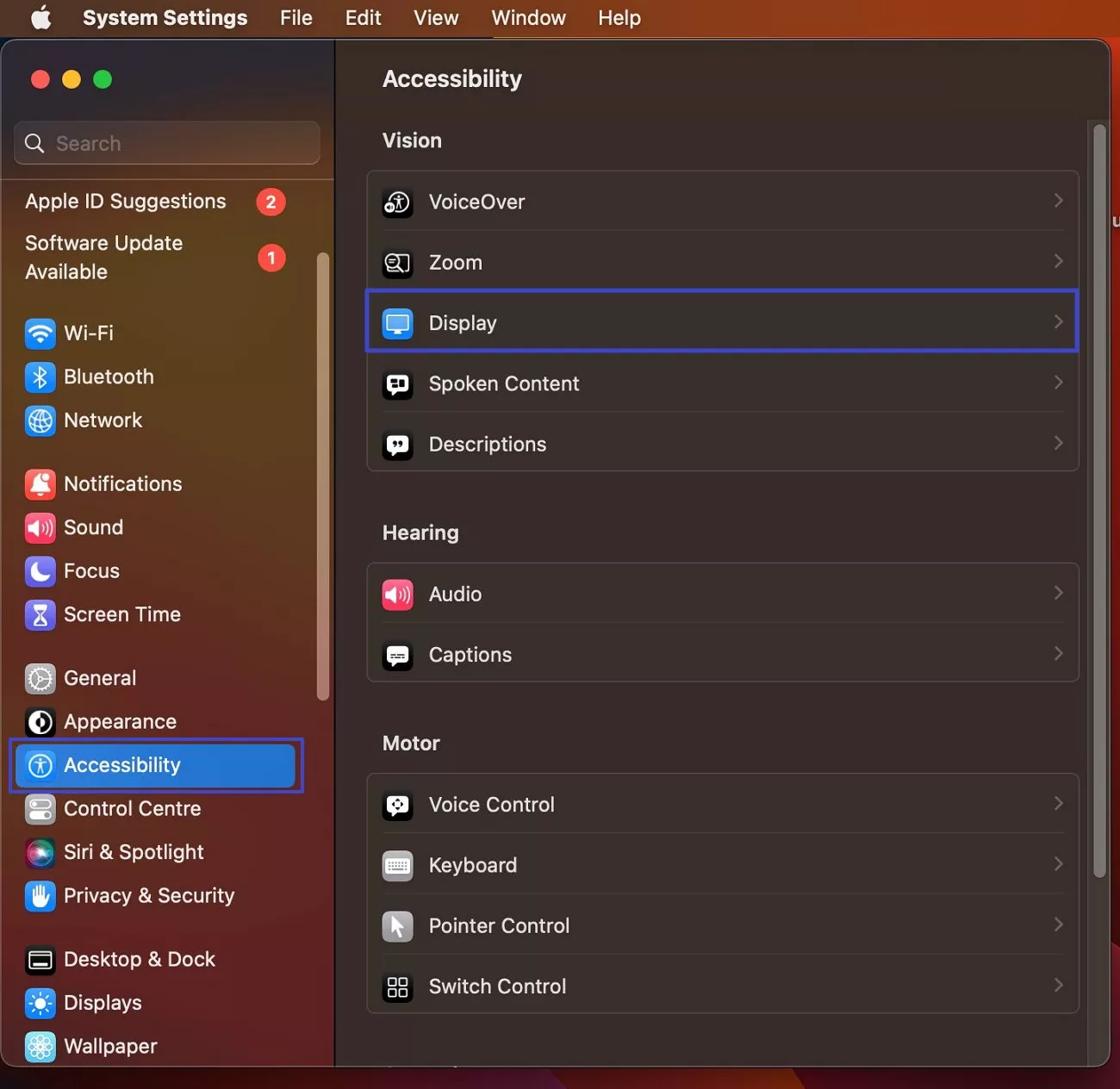 access display settings macbook