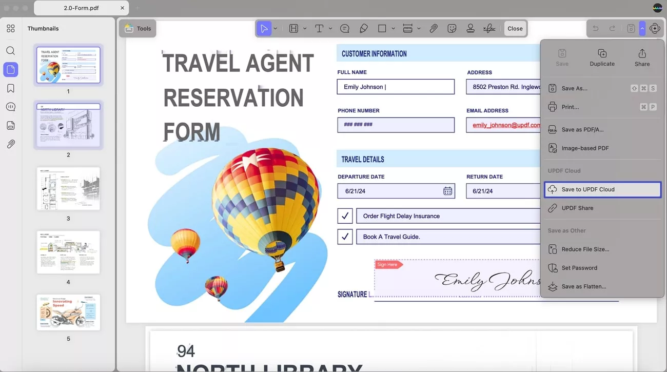 save pdfs to cloud updf