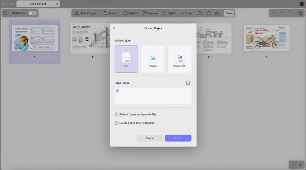 extract pages from pdf