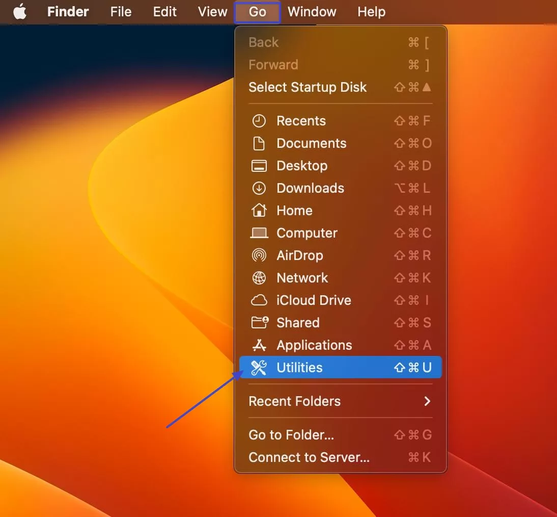 go to utilities macbook section