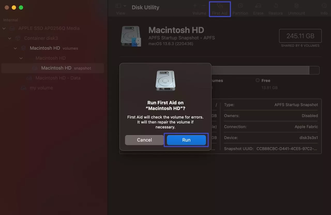 run first aid fix utility