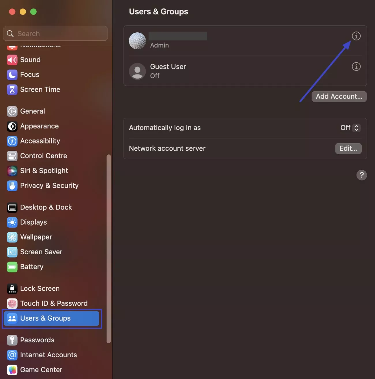 change user and groups password