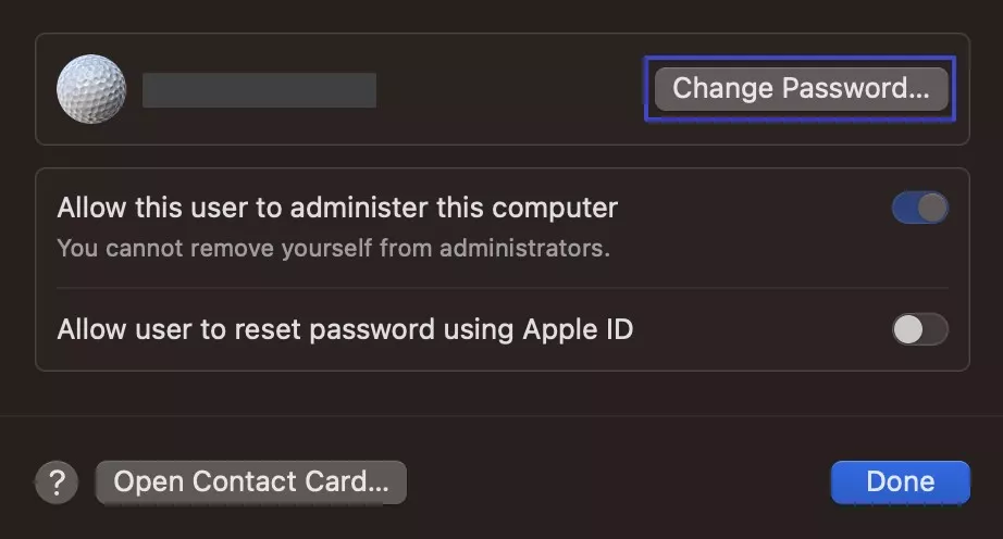 click change password button