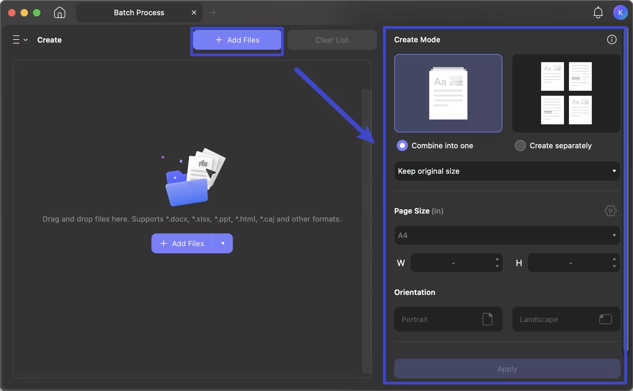add files for batch creating updf mac