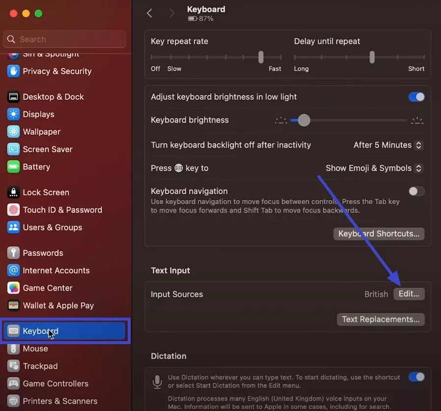 open keyboard text input