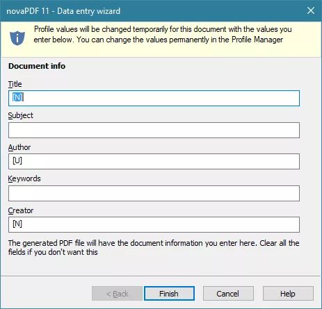  add metadata in novapdf
