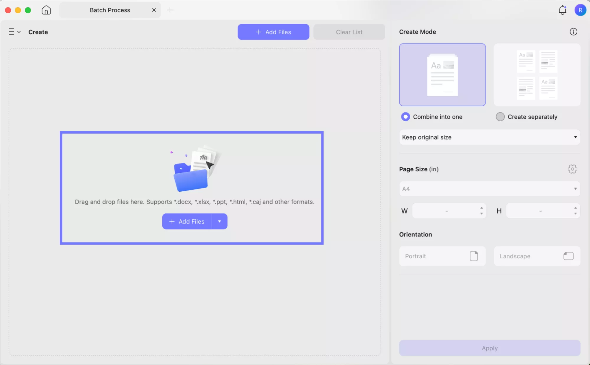 add raf files to updf mac to batch create