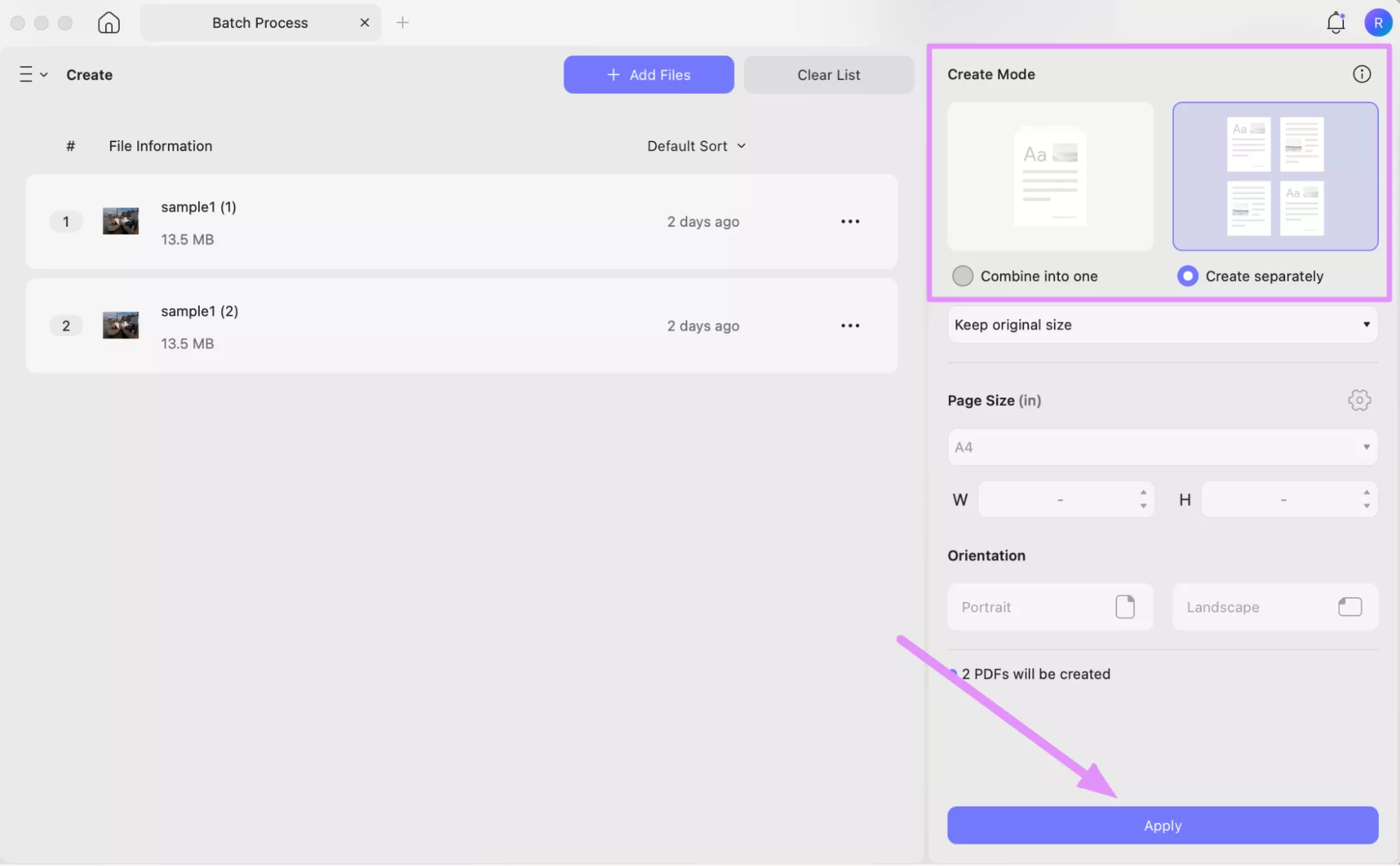 apply pdf creation settings updf mac