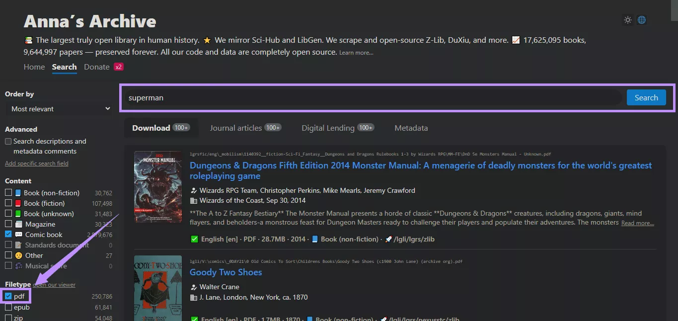 browse by search or file type annas archive