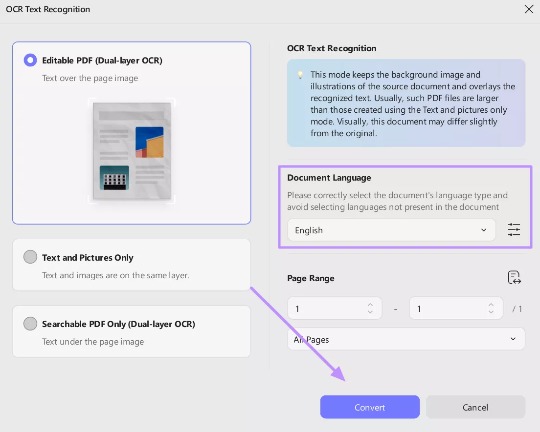 carry out ocr conversion