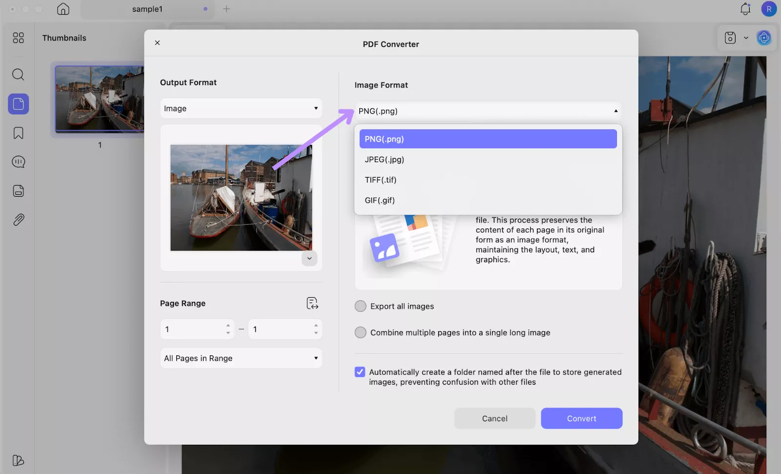  choose jpg or png as the output when converting orf to png or jpg updf mac