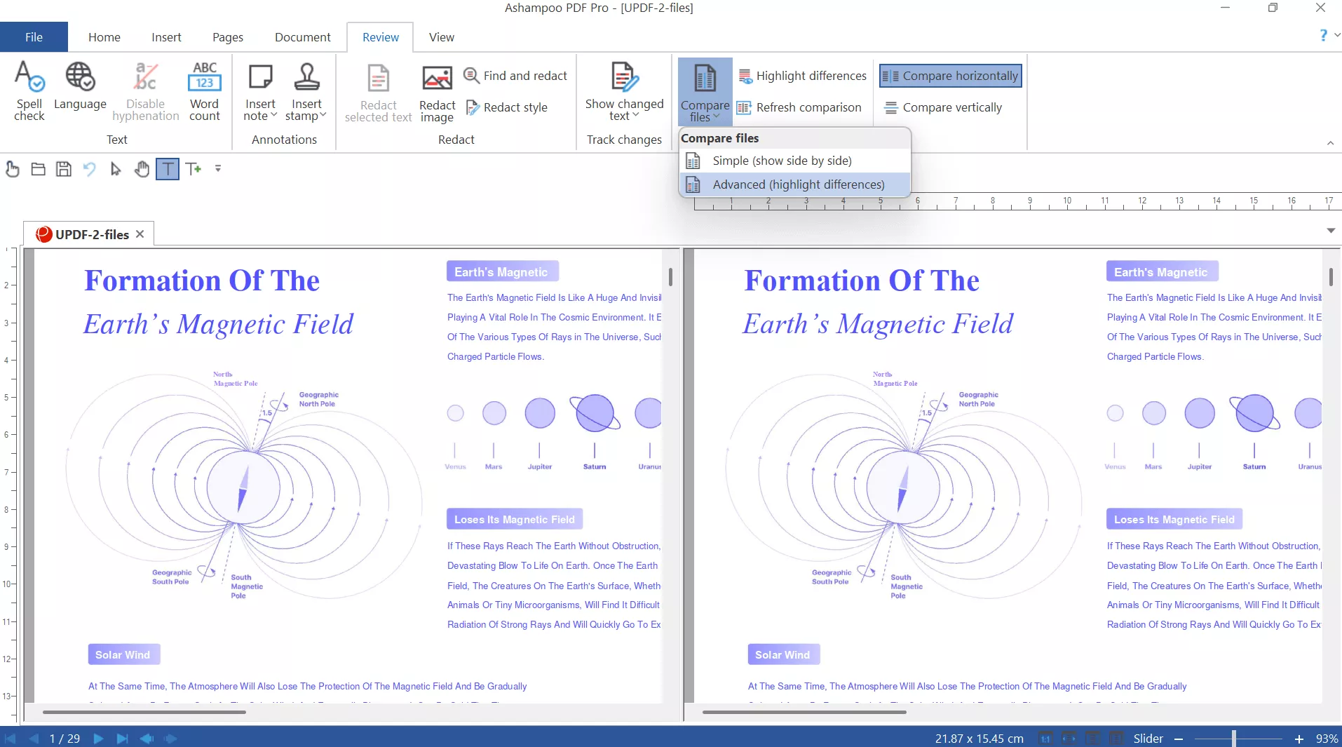 compare files on ashampoo