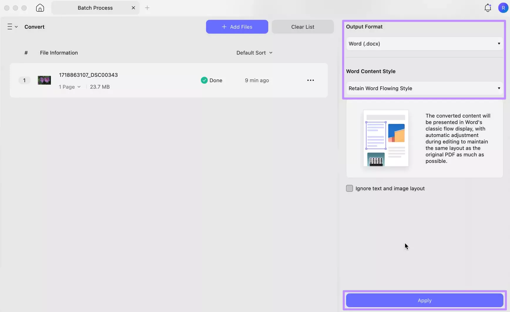 convert imported arw files