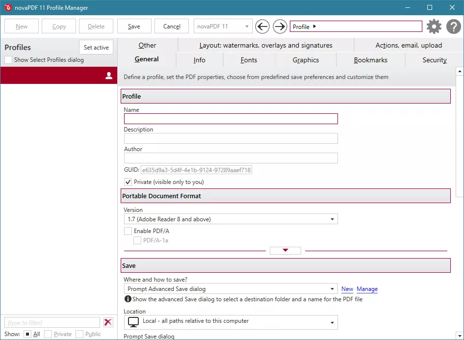  create print profiles in novapdf