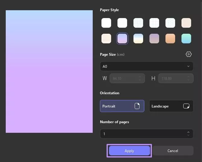 customize page settings for blank pdf updf windows