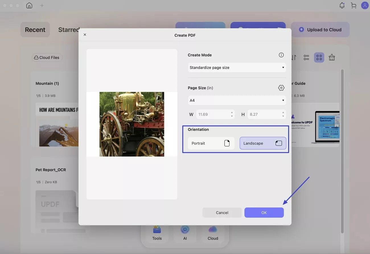 decide portrait or landscape 