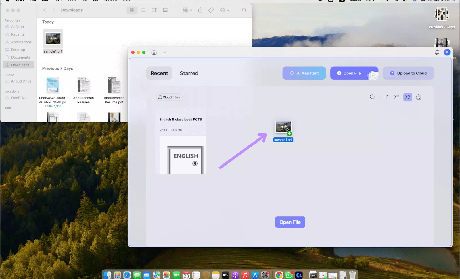 drag orf file to UPDF on Mac
