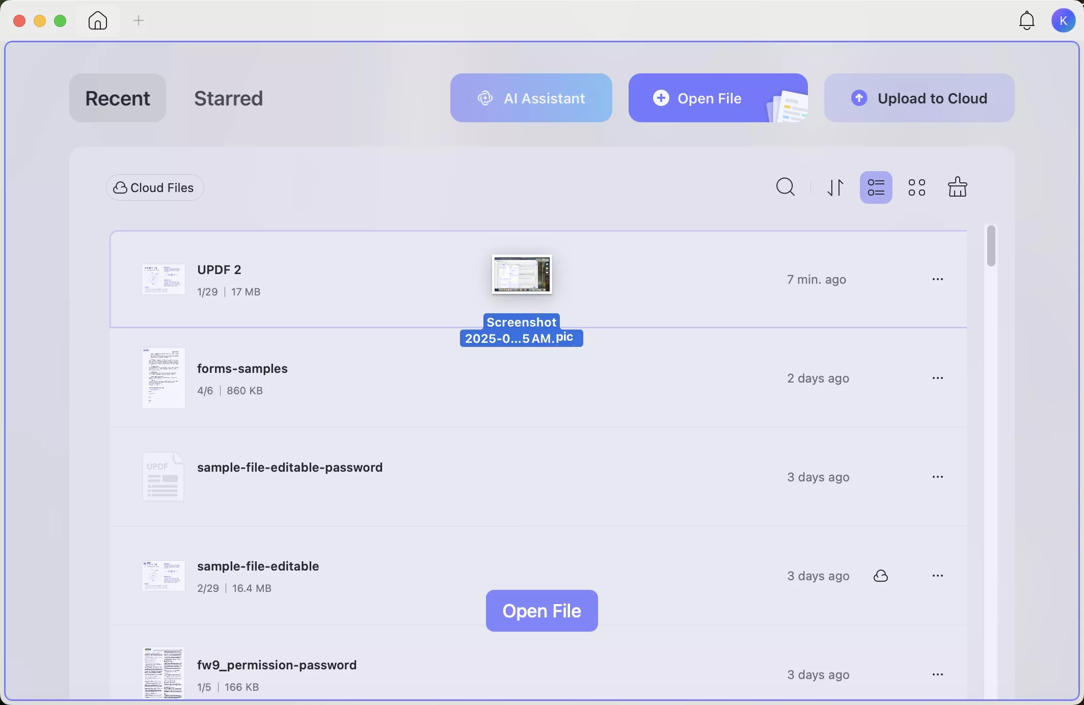 drag the pic file to the updf home screen