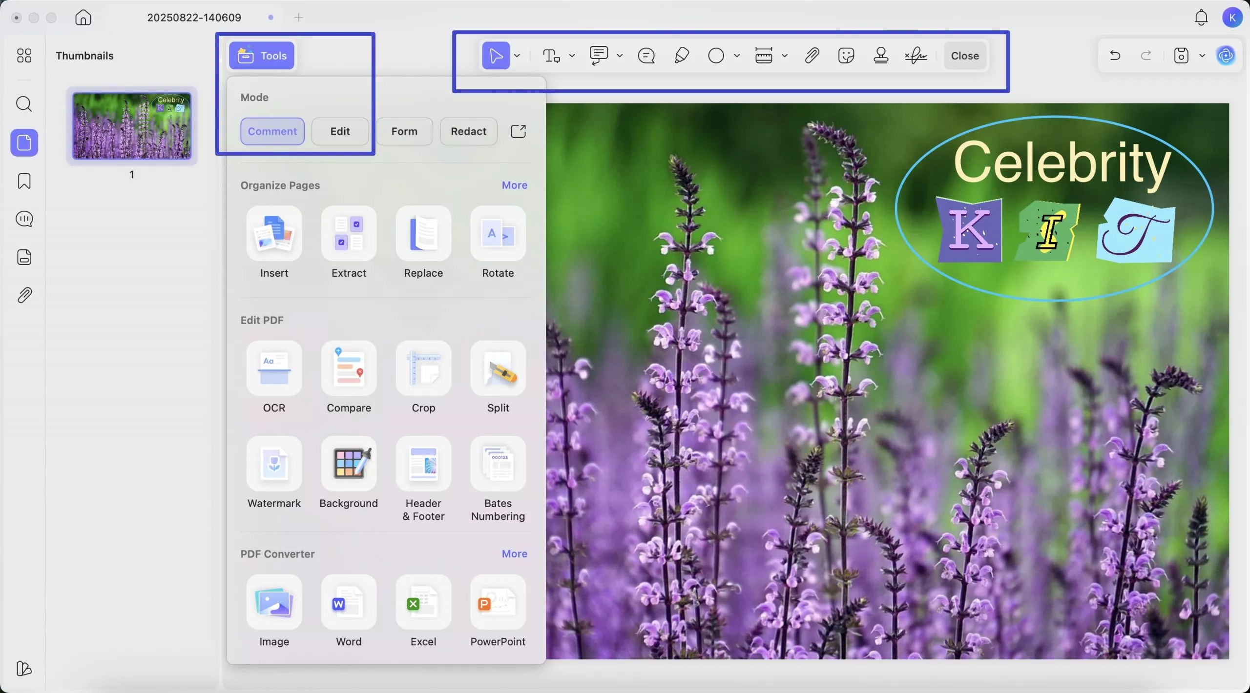 edit or comment on the pdf