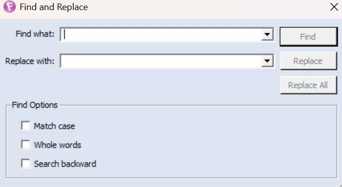  find and replace text in fusion