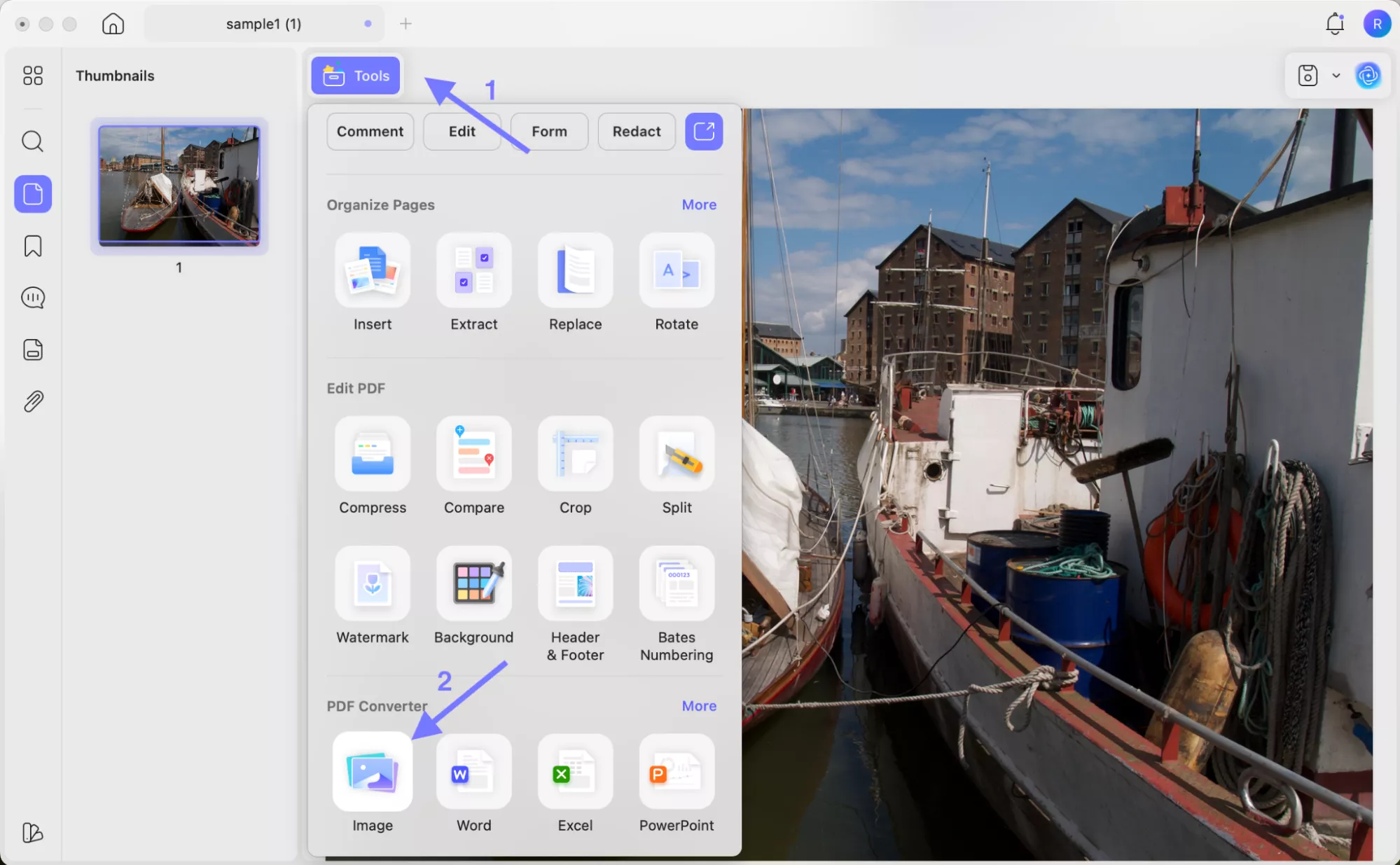  go to the image option under pdf converter updf mac