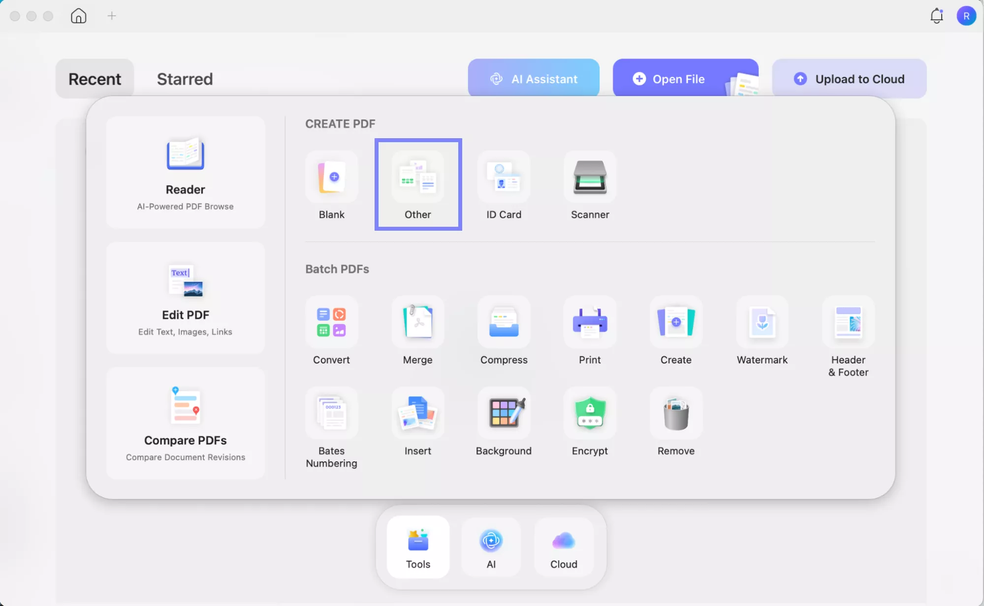 go to the other option updf mac