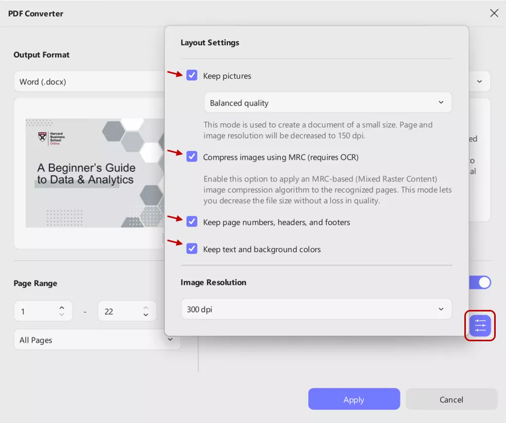 layout setting in UPDF