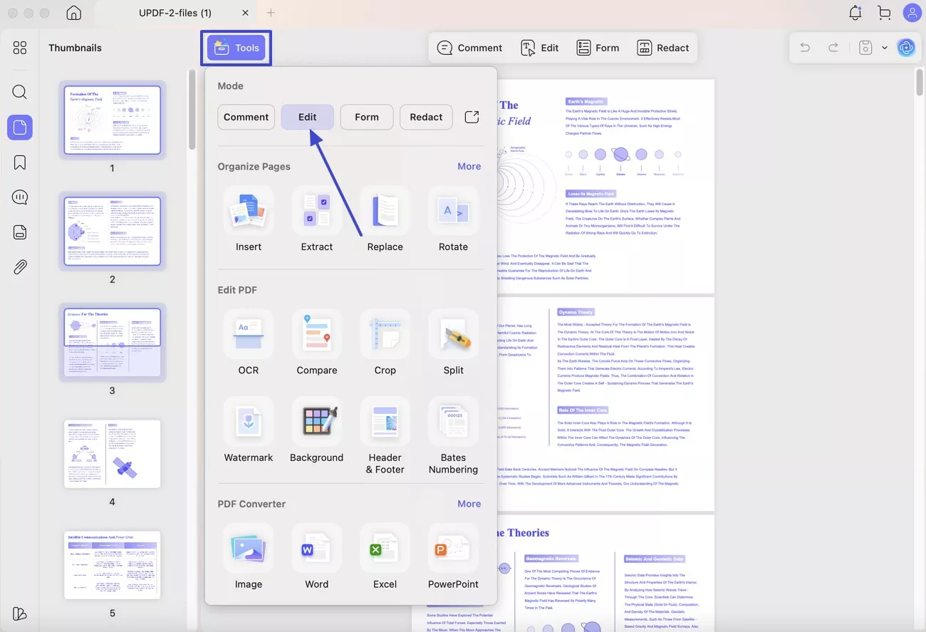 choose edit from tools tab