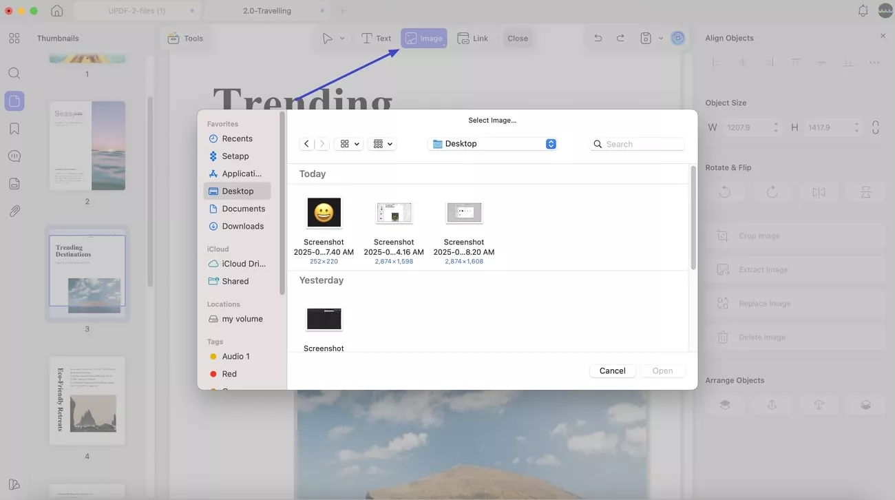 add image in pdf updf