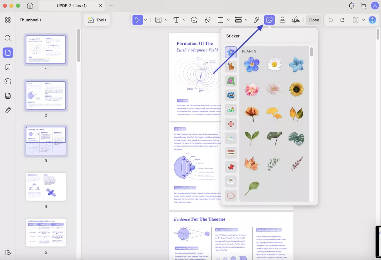 pick the stickers tab