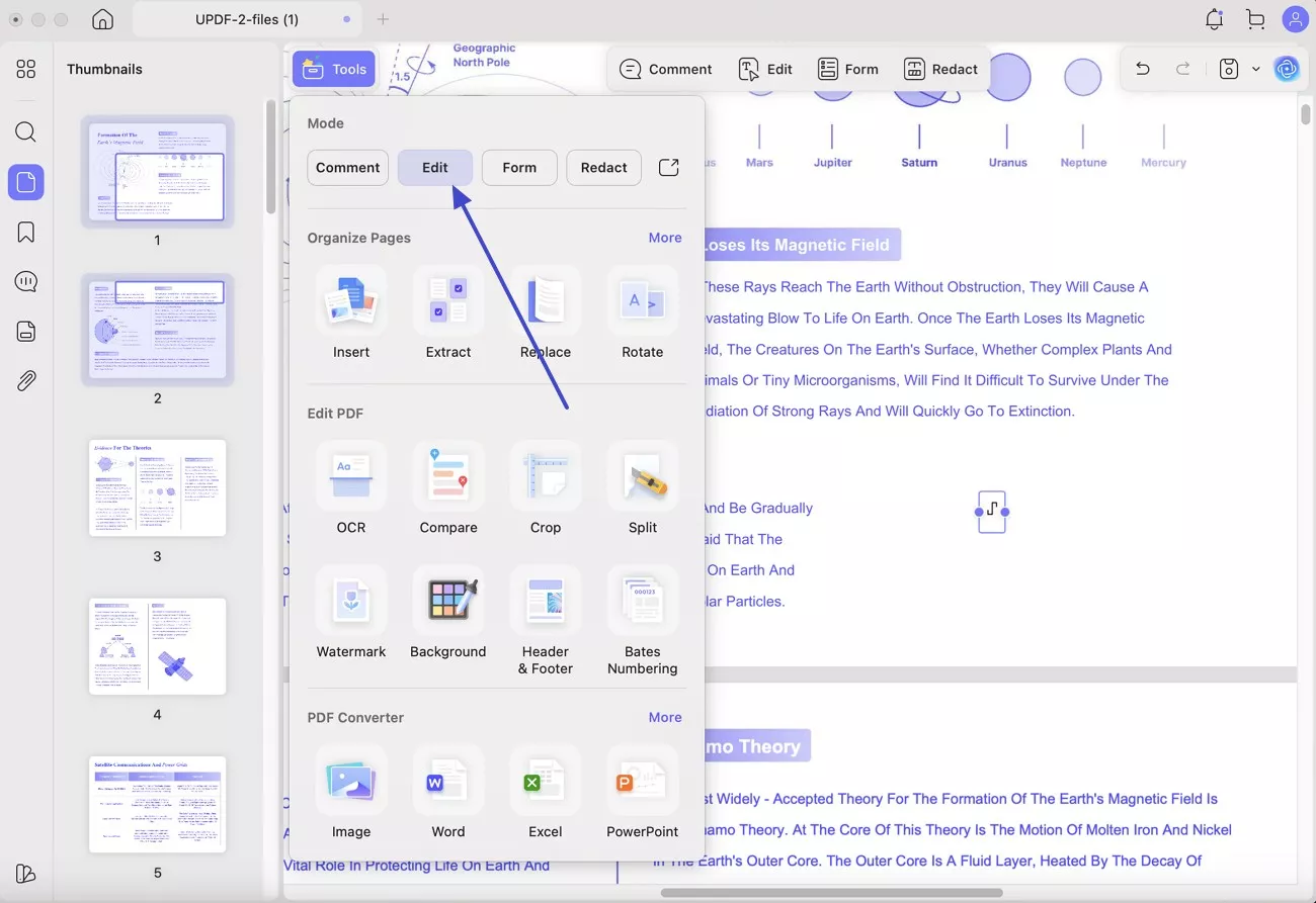 choose edit tool and paste sticker