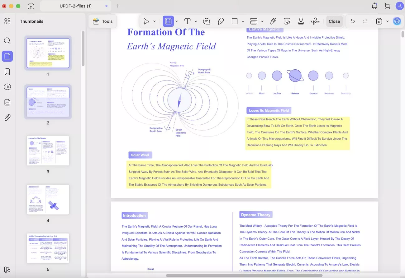 highlight the text in updf