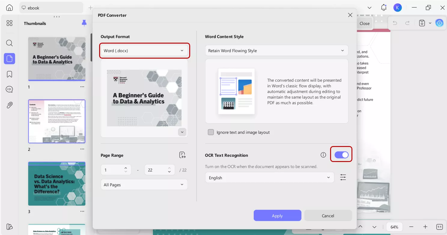 convert PDF to Word format