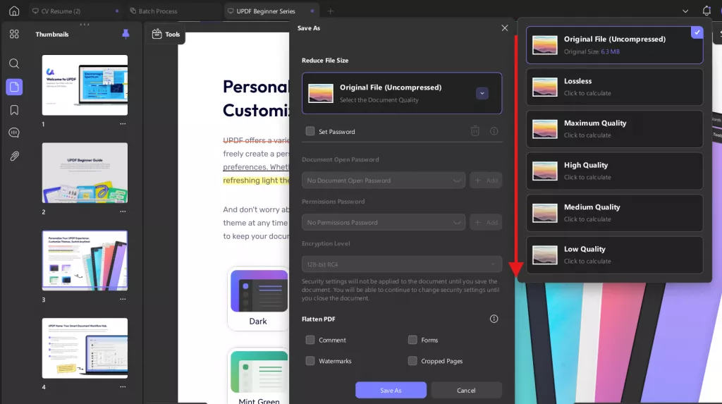 Reduce File Size Instantly Before Saving