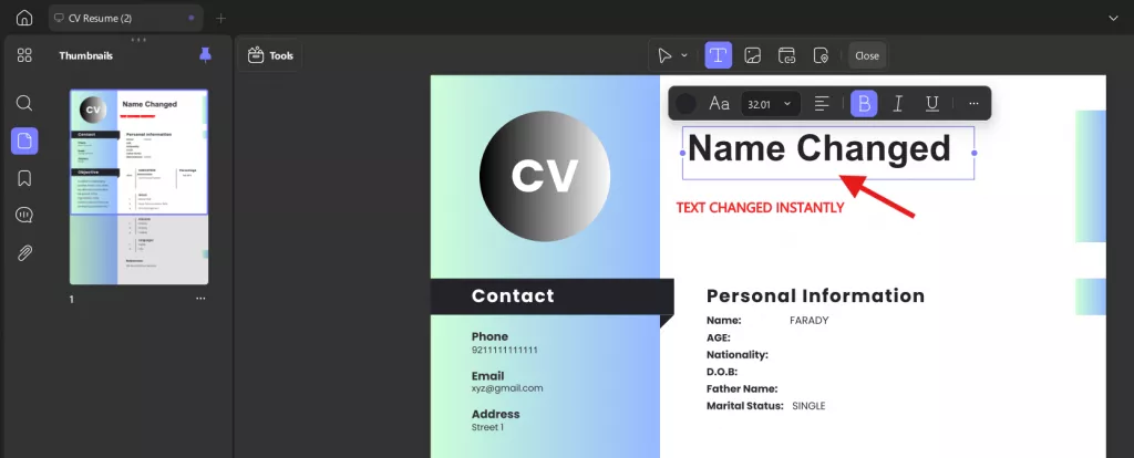 Change Text Instantly while Preserving the format