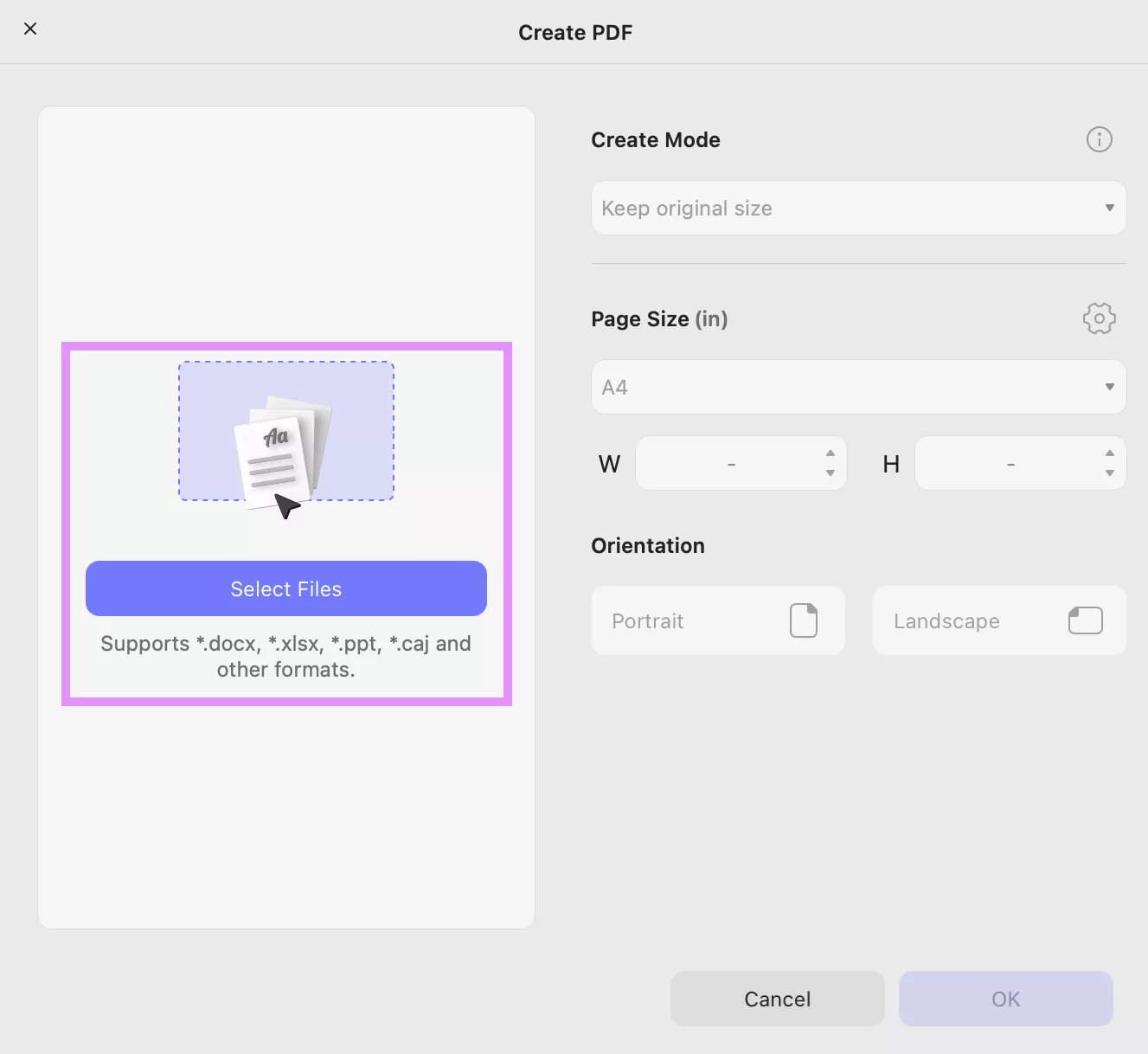 import file for pdf creation updf mac