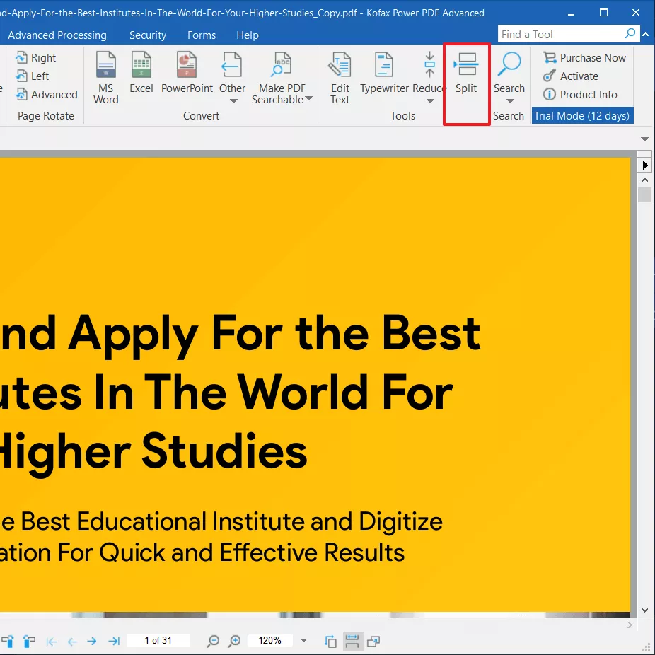 split pdf by bookmark kofax
