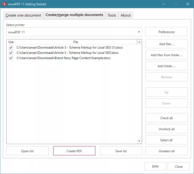 merge files into one document in novapdf