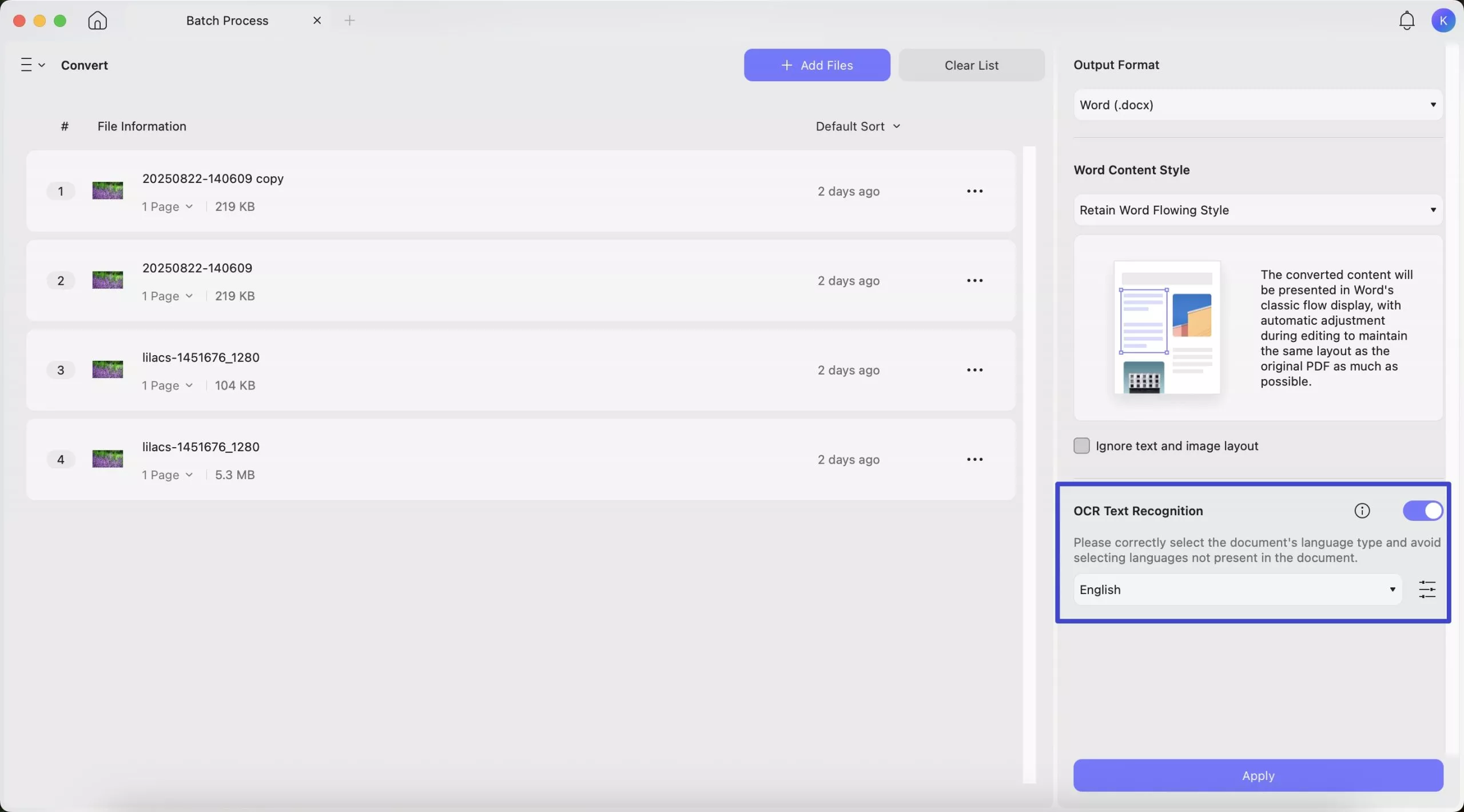 ocr while converting