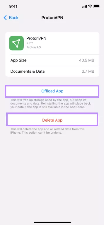 offload or delete app on iphone