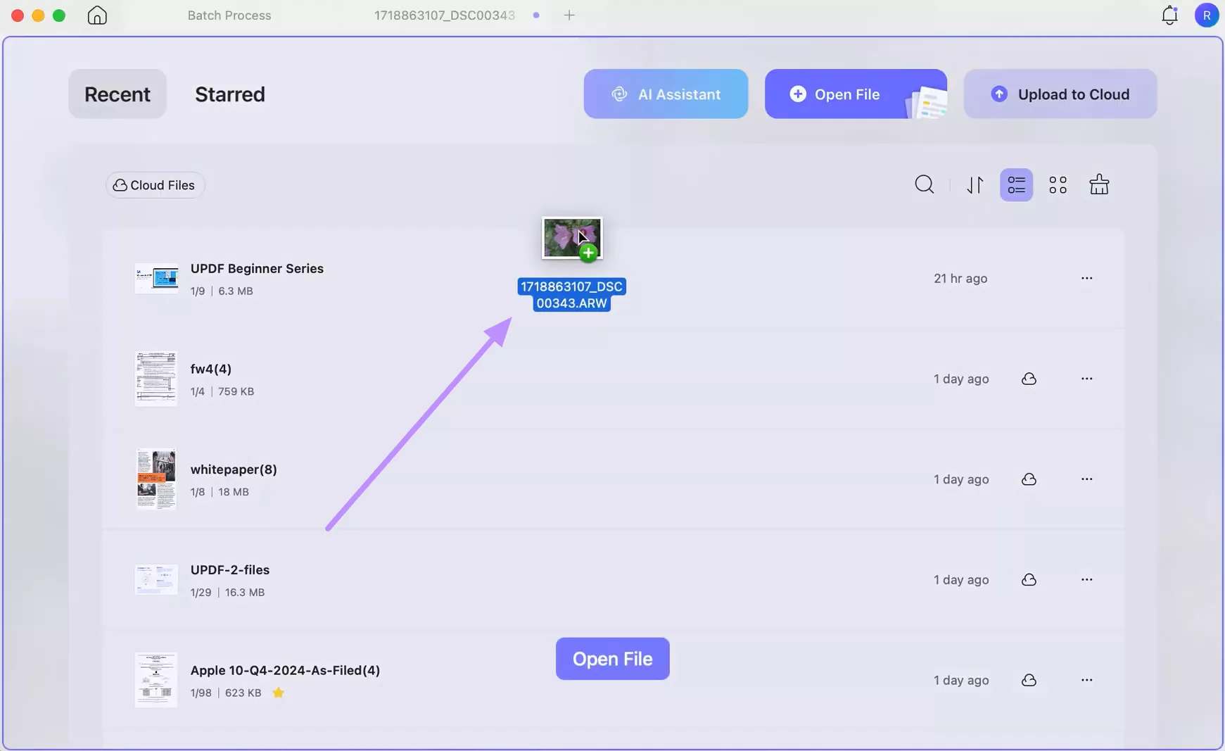 open arw files in updf
