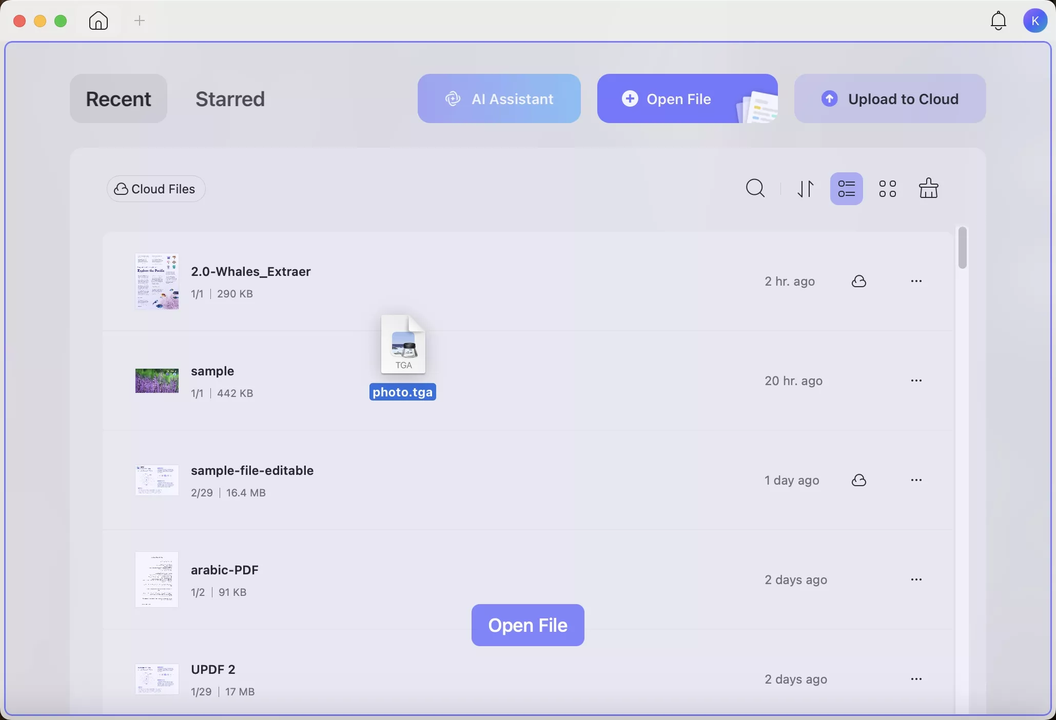 open tga file with updf mac