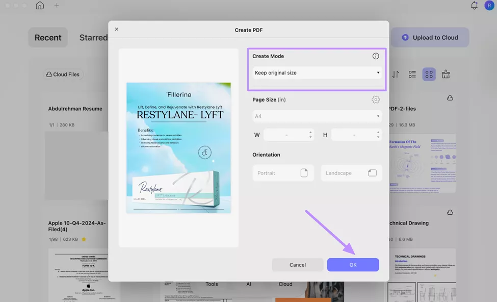 optimize settings and create pdf file updf mac