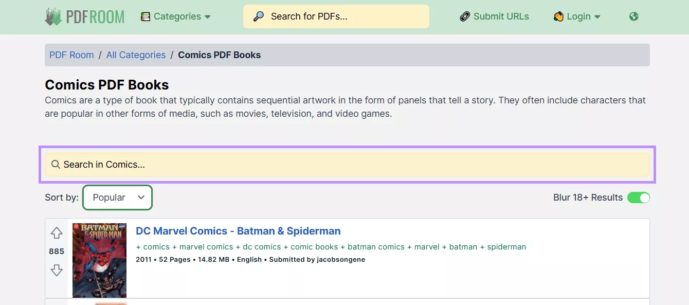 search for comics pdfroom