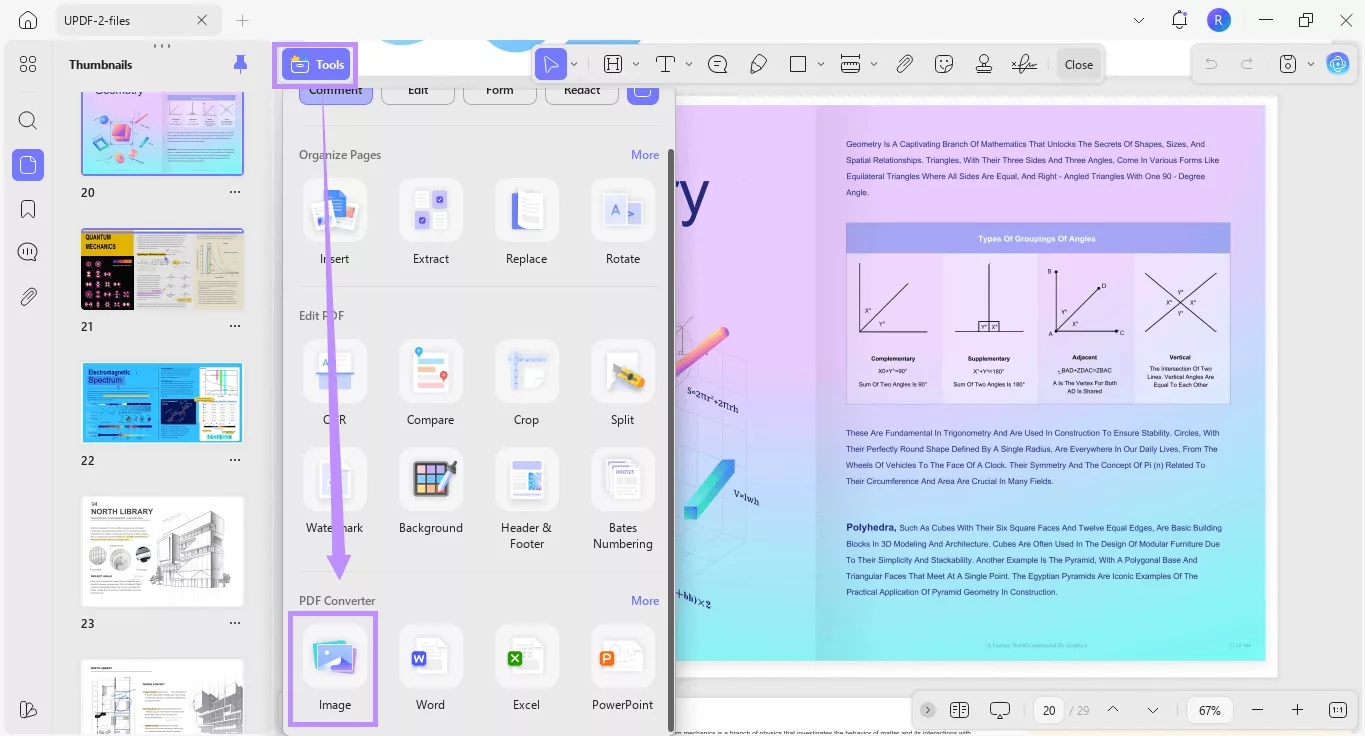 select image under tools in updf mac
