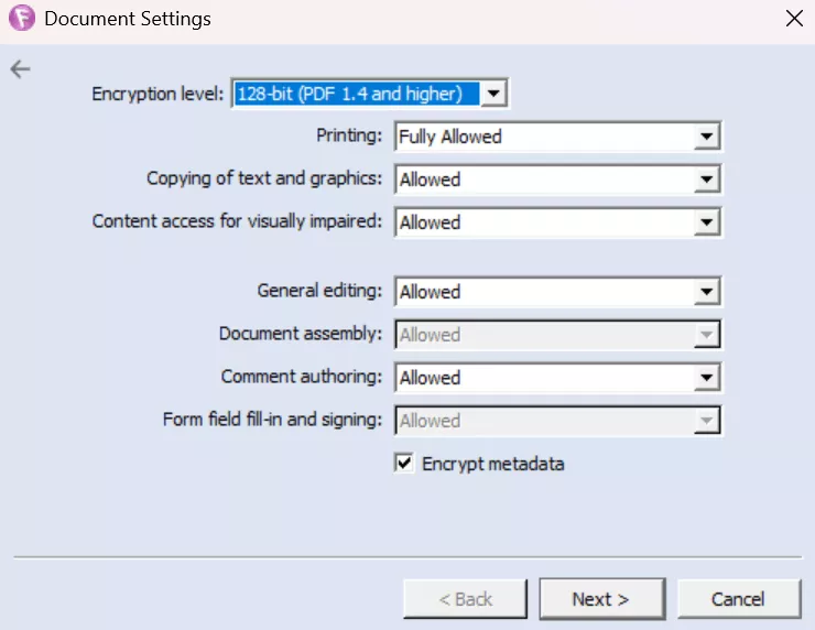 set pdf passwords with corel
