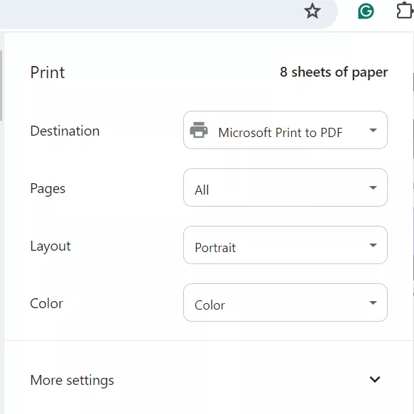 select microsoft print to pdf to save it in pdf format