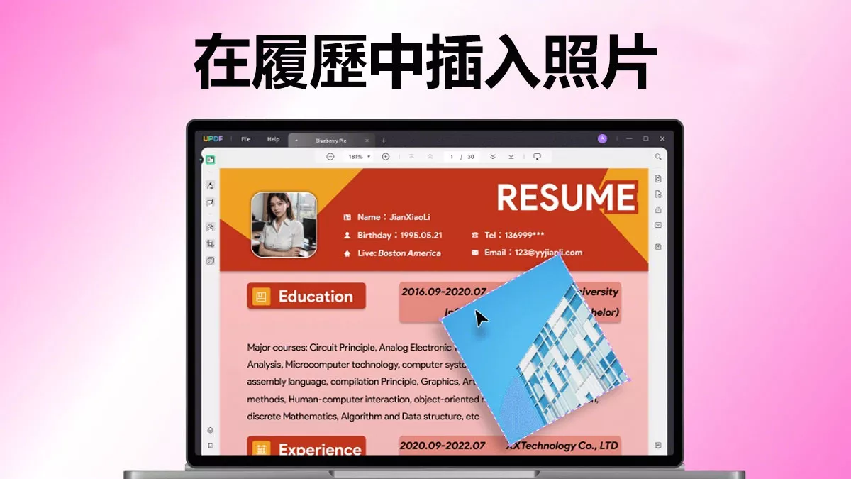 如何在履歷中插入照片？